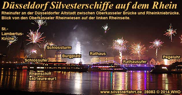 Silvesterschiff bei Dsseldorf am Rhein